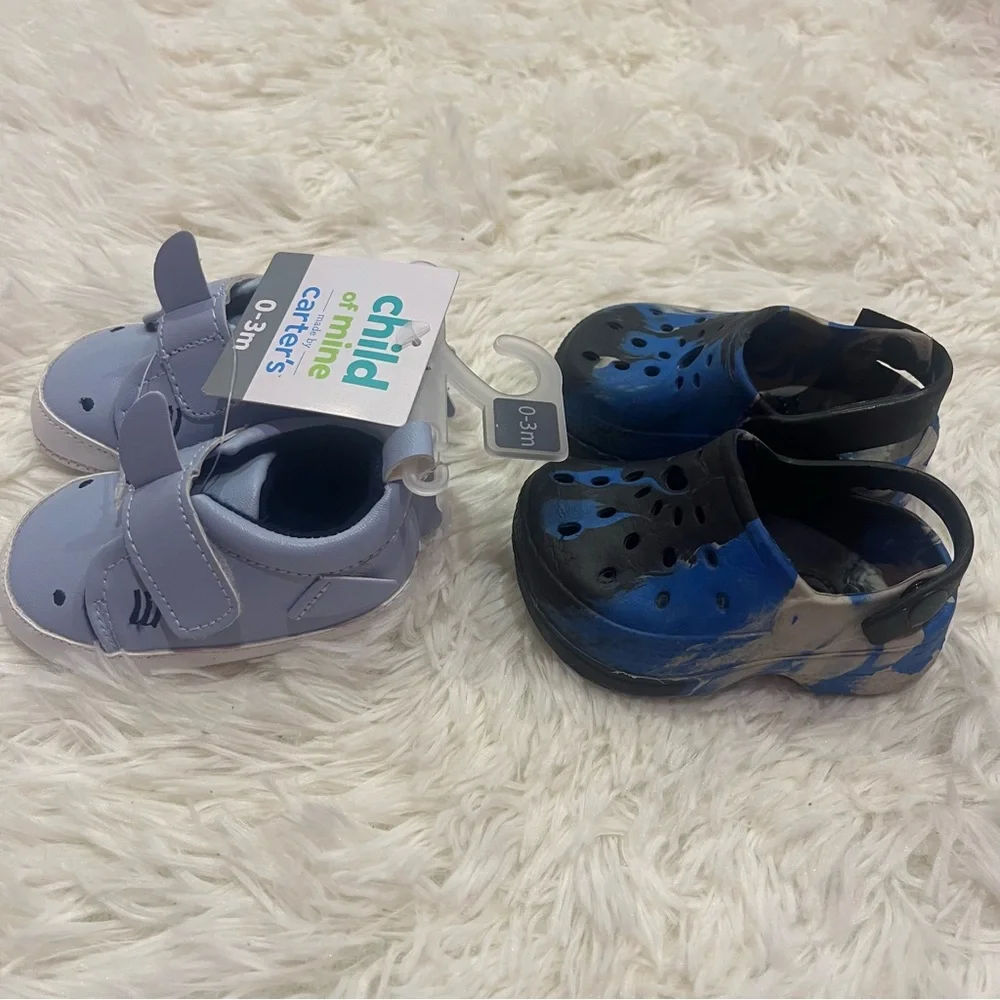 Shark Slip On Shoes , Blue Black Shoes 0-3 months